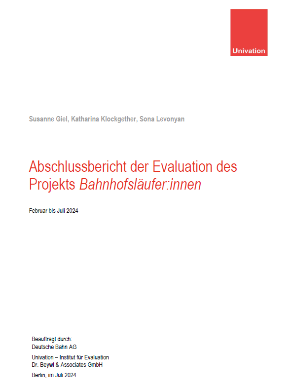 Deckblatt des Abschlussberichts der Evaluation des Projekts Bahnhofsläuferinnen
